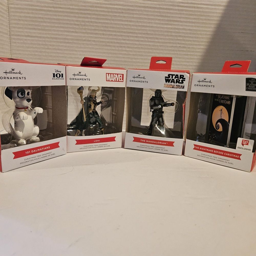 4 Hallmark Ornaments New In Box Mixed Figures 101 Dalmatians Loki Nightmare Xmas